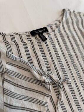 Ellen Tracy Striped Linen-Blend Top – Size M
